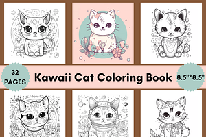 32 Cute Cat Coloring Book for Kids, an Animal Illustration by LA Design