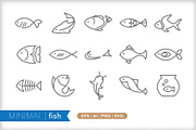 Minimal fish icons, an Outline Icon by Picture Window (Thumbnail 1 of 5)