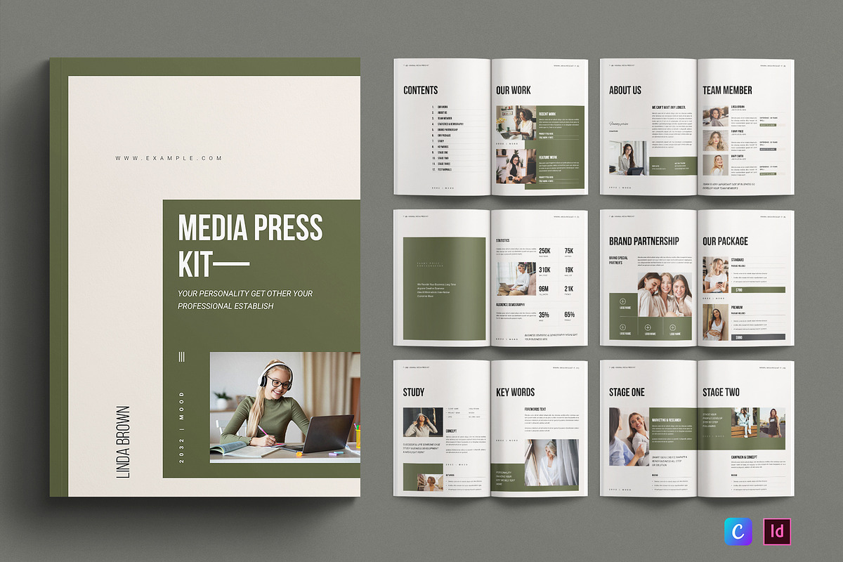 Media Press Kit Template, a Brochure Template by E-Type