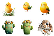 Watercolor Happy Spring Clipart, an Illustration by DreamArtGraphic (Thumbnail 2 of 4)