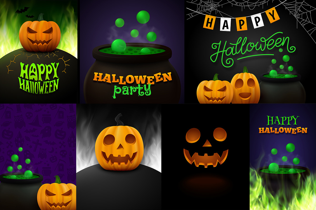 Halloween Posters Set, a Decorative Illustration by yurlick (Photo 2 of 5)