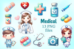 Medical set PNG cliparts