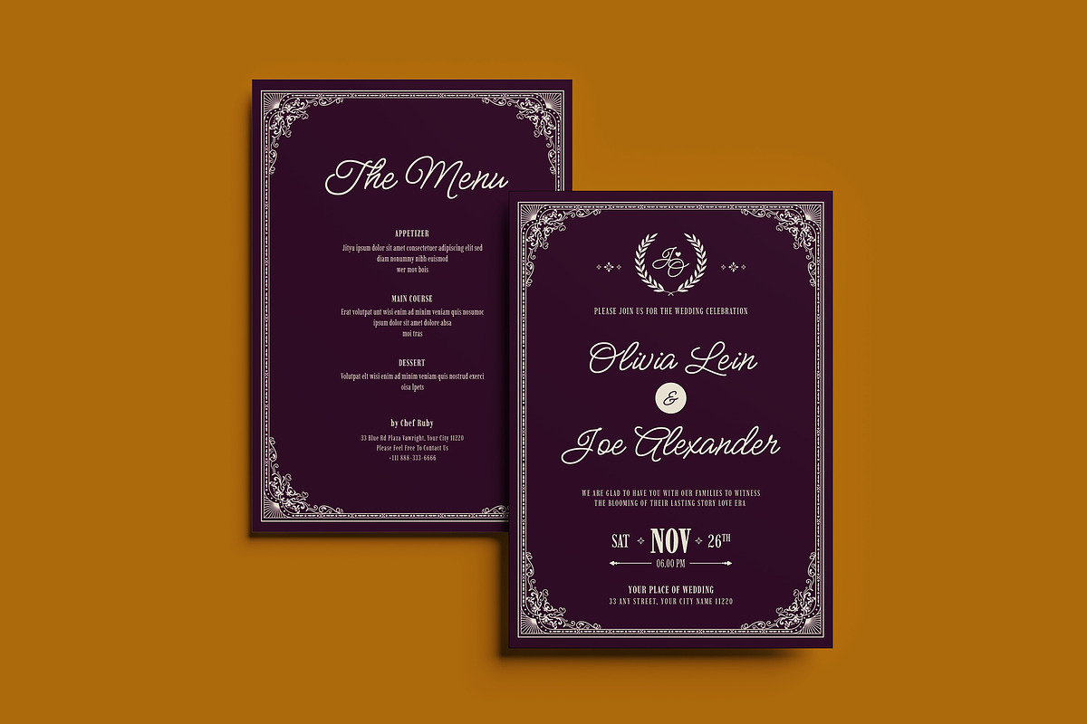 Art Deco Wedding Invitation Template, an Invitation Template by dokudokunomi (Photo 1 of 4)