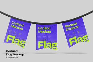 Garland Flag Mockups, a Merchandise Mockup by renderstockmarket