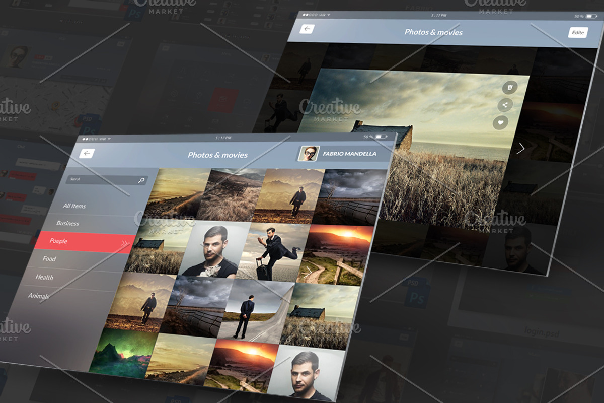 Tbalet Flat UI kit, an UI Kit Template by Alireza Farzad (Photo 2 of 8)