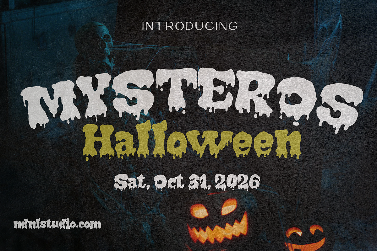 Mysteros - Halloween Font, a Serif Font by NDNL Studio (Photo 1 of 9)