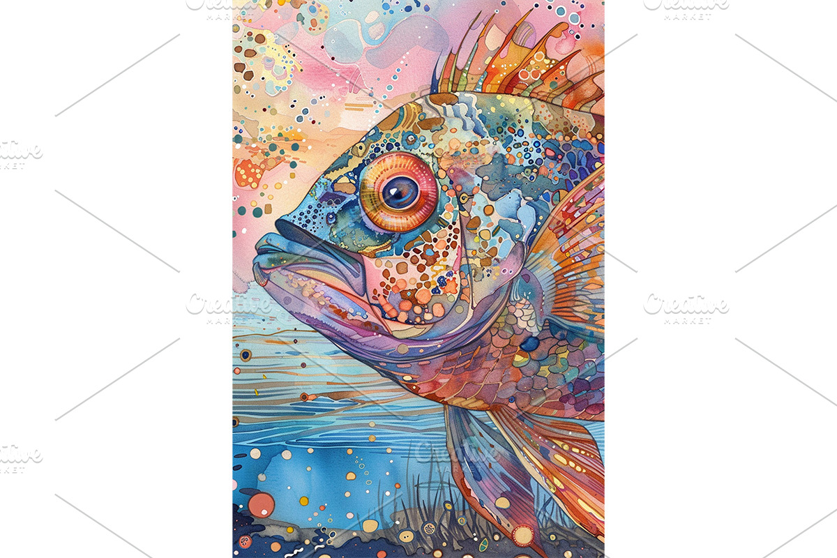 Abstract Multicolor Watercolor Fish, an Animal Illustration by Art Paradise Studios