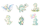 watercolor Baby Dinosaurs cliparts, an Animal Illustration by BerryPieArt (Thumbnail 3 of 4)
