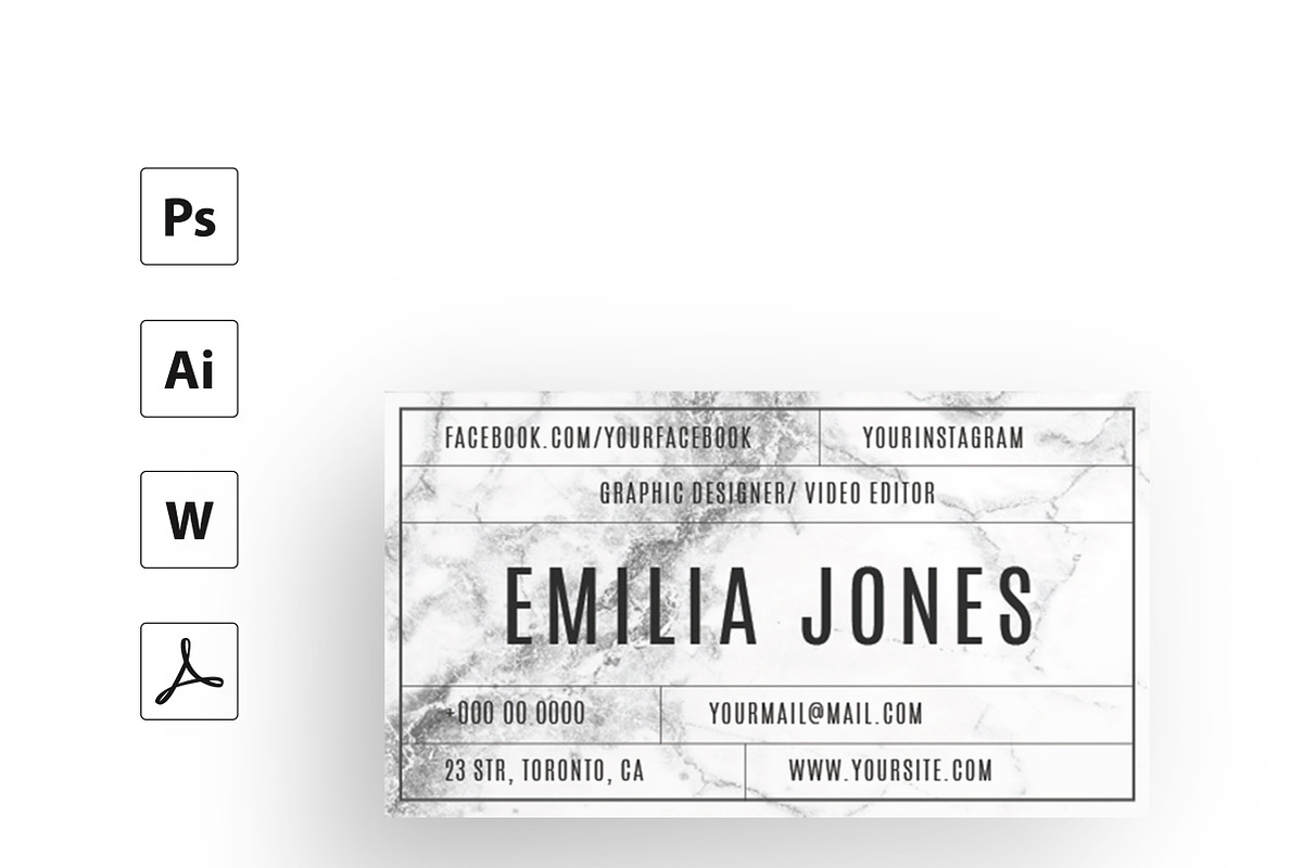 White marble bussiness card template, a Business Card Template by MH Design Template (Photo 6 of 10)