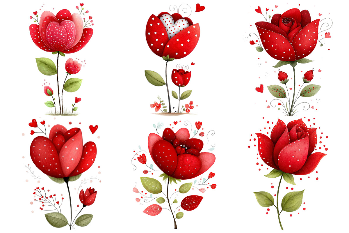 Valentine's Rose Clipart, an Illustration by Pixels.Craft (Photo 2 of 5)