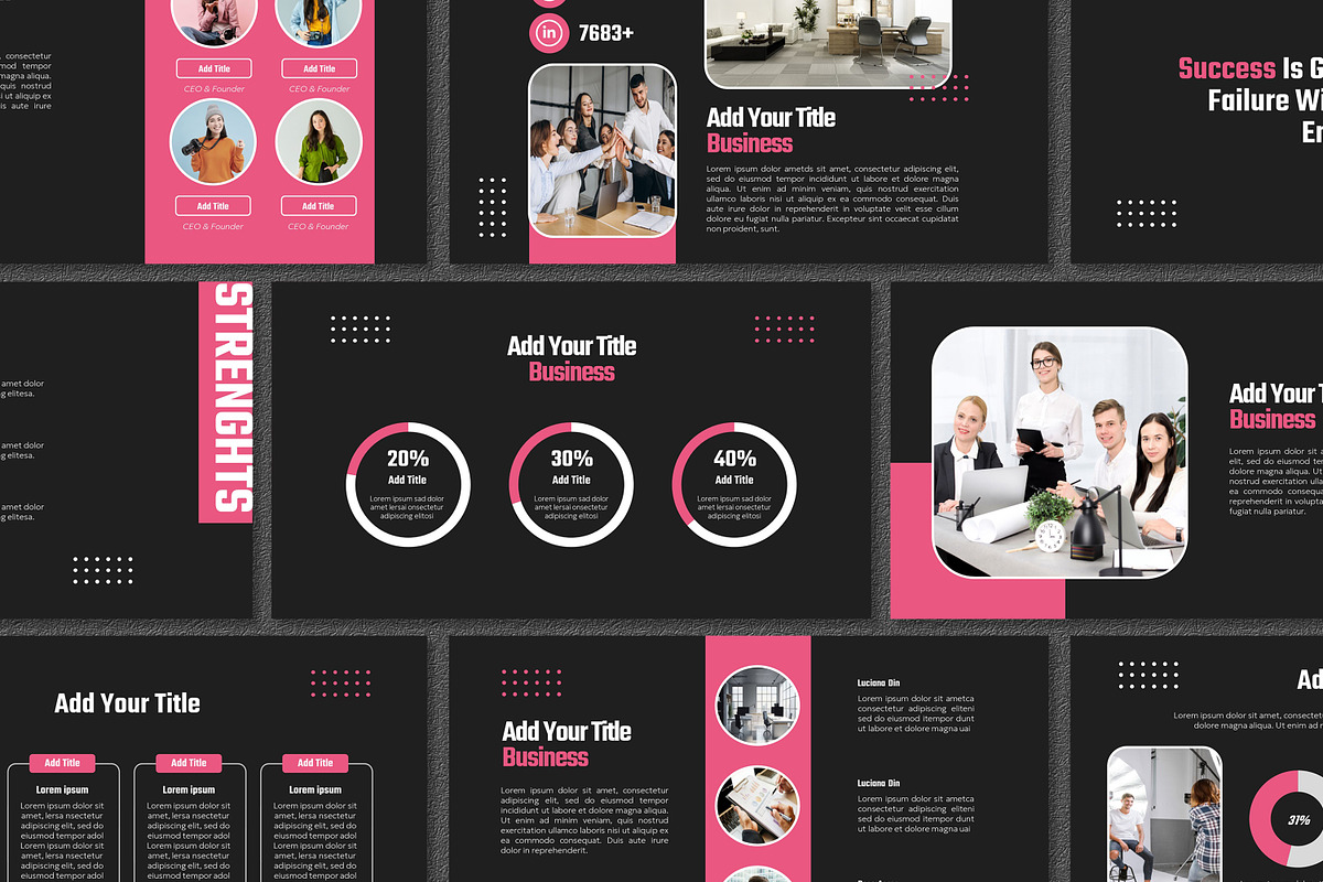 Black Pink Powerpoint Template, a Presentation Template by SKY CREATION (Photo 5 of 6)