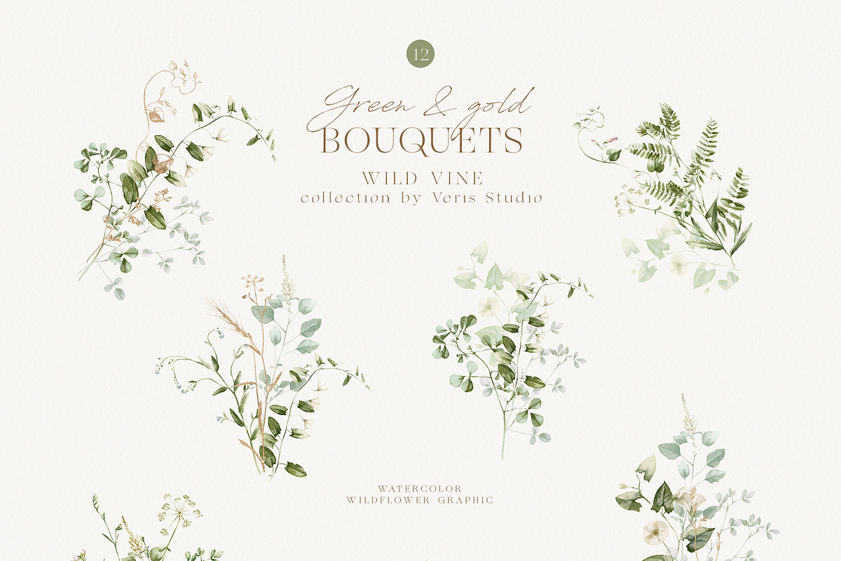Watercolor Wildflower Floral Green, a Decorative Illustration by Veris Studio (Photo 5 of 15)