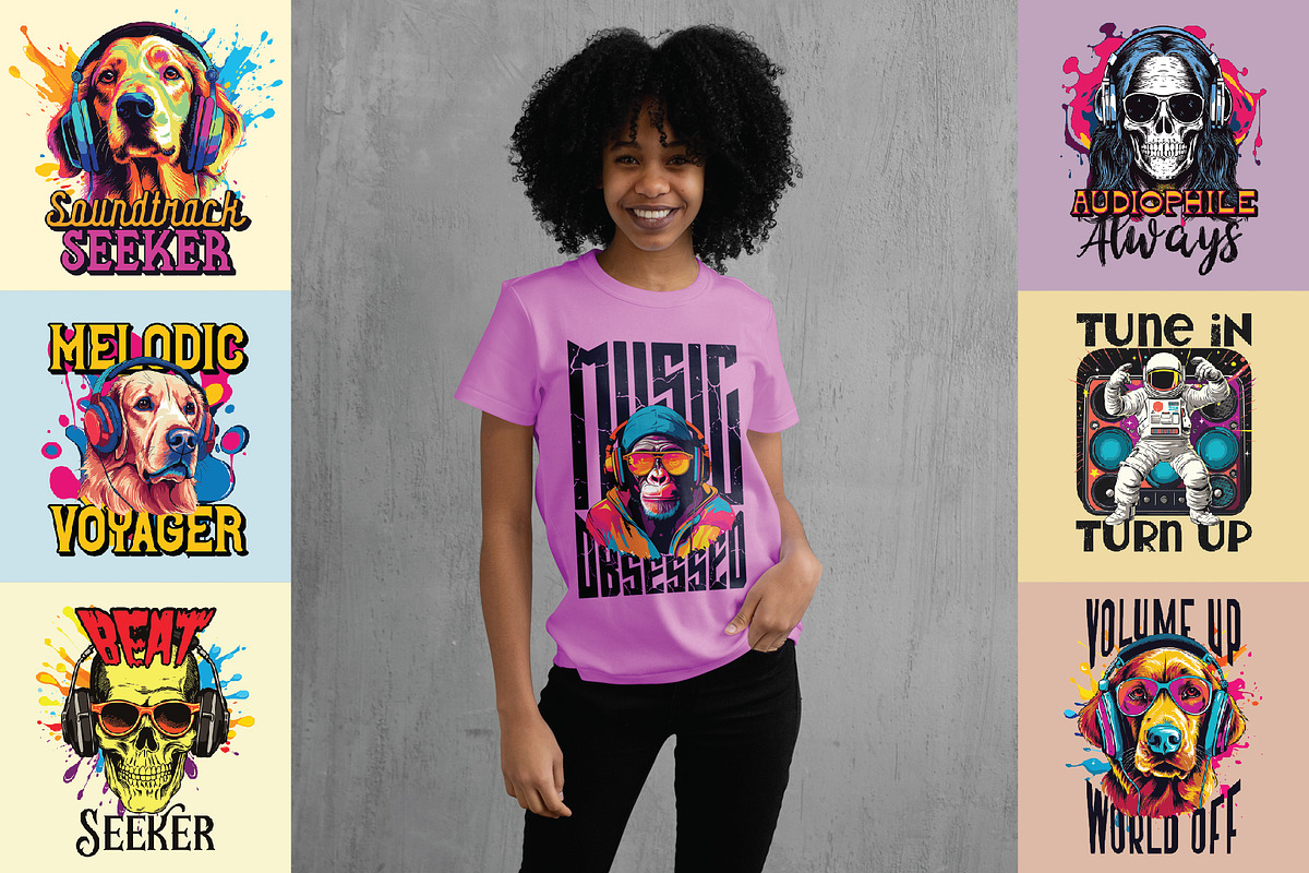 39 Musical T-shirts BUNDLE, an Illustration by VozzyStock (Photo 6 of 9)