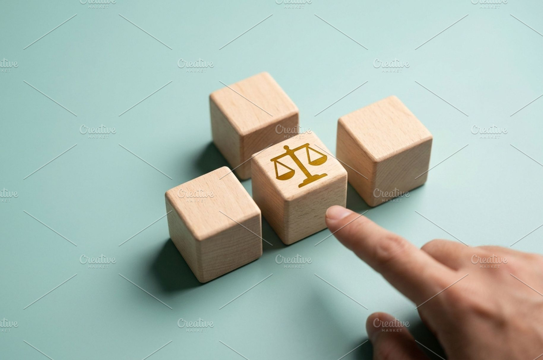 Wooden Block with Justice Scale, a Business Photo by thepslr