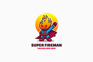 Super Fireman Mascot Cartoon Logo, a Branding & Logo Template by Artnivora.Std