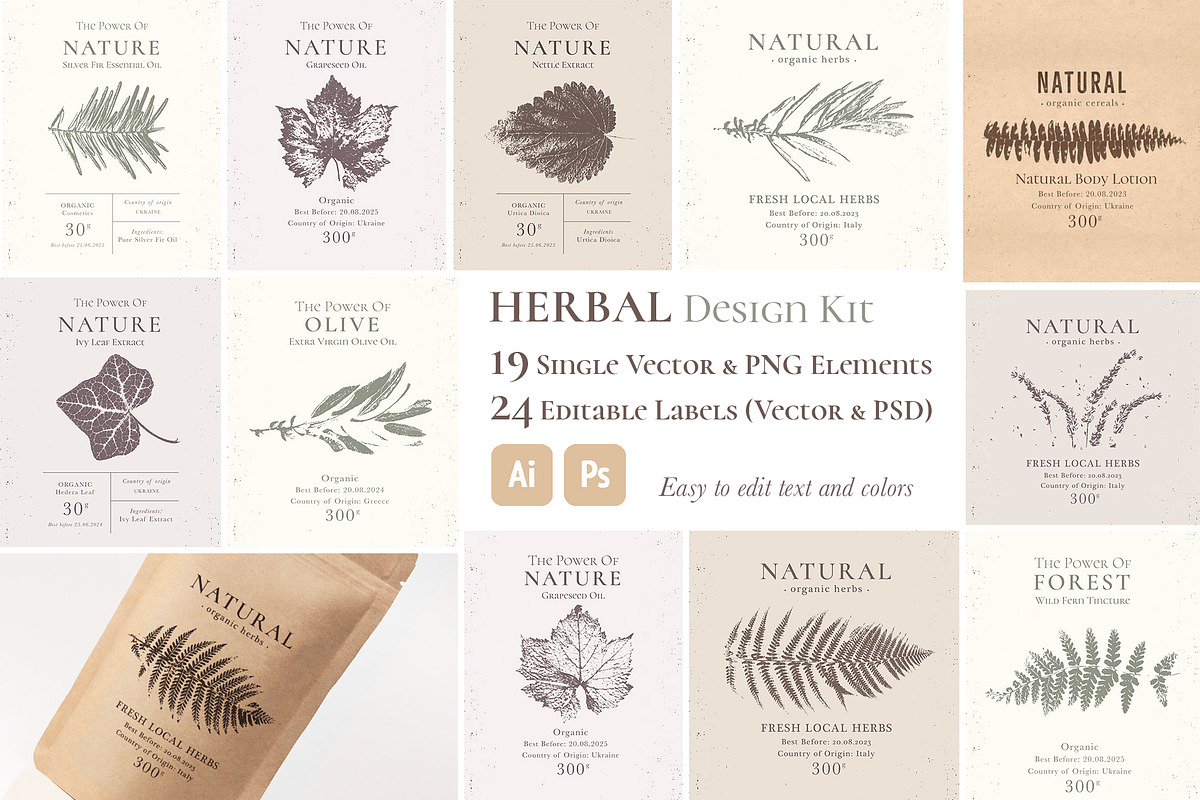 Herbal Design Kit: Vector & PSD, a Templates & Theme by Lumitar (Photo 1 of 8)