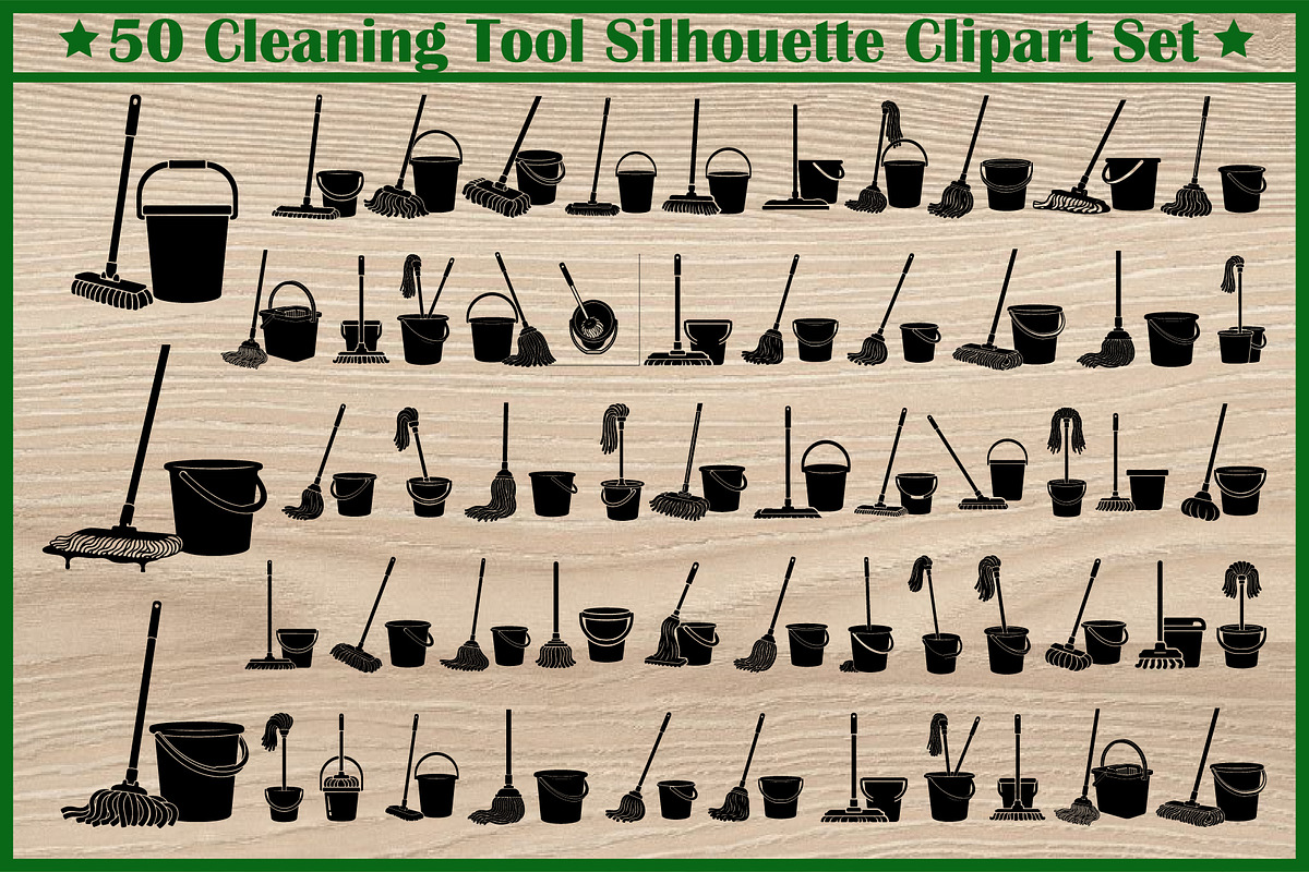 50 Cleaning Tool Silhouette Set, an Illustration by BIPLOB EXPERT (Photo 1 of 4)