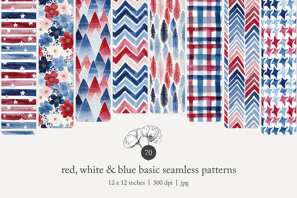 70 red white blue seamless pattern, a Pattern Graphic by Poppy Lane Studio (Photo 1 of 10)