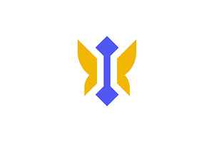 butterfly link connect network logo, a Branding & Logo Template by Rasagama Studio