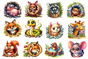 Funny Animals in Hole Clipart, an Illustration by Dream Creation (Thumbnail 3 of 4)