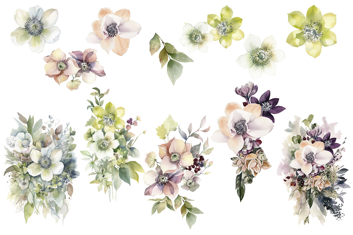Christmas & Winter Floral collection, a Decorative Illustration by ElenazlataArt (Photo 2 of 4)
