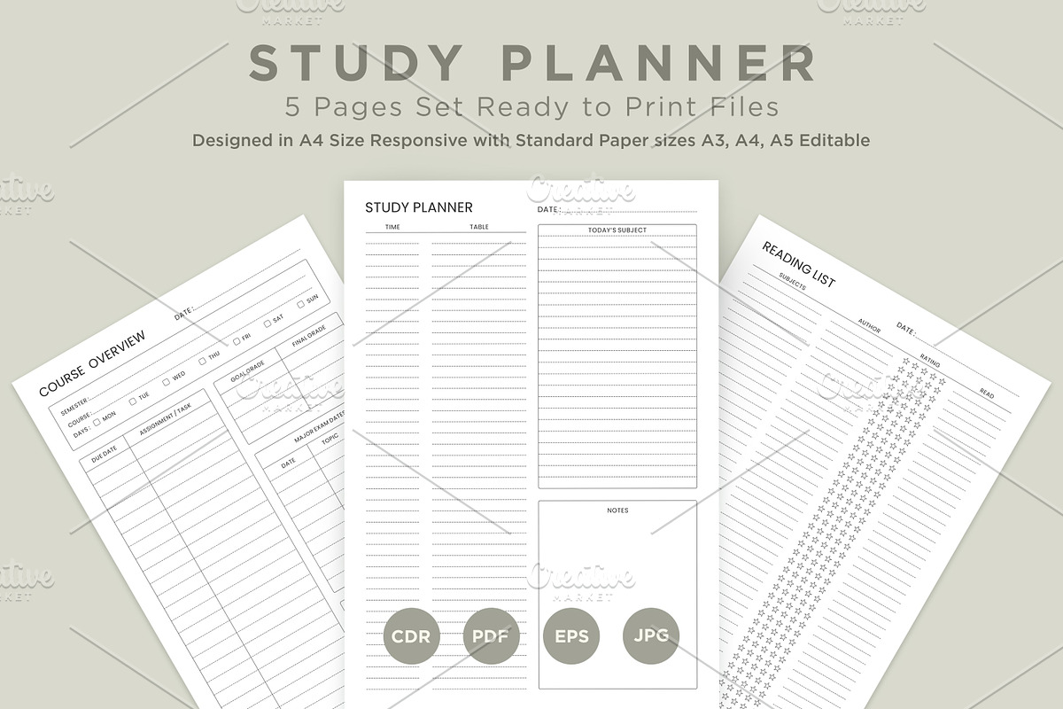 Study Planning Pages Set V-12, a Stationery Template by shahsoft (Photo 1 of 3)