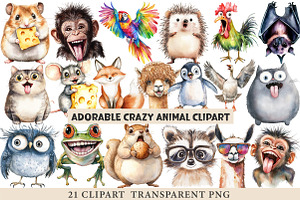 Adorable Crazy Animal Clipart, an Animal Illustration by cherrydesign
