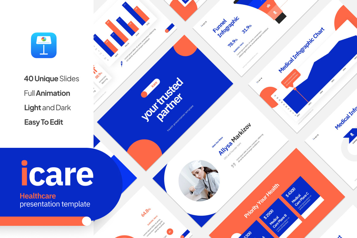 Icare Healthcare Keynote Template, a Presentation Template by Loin Studio (Photo 1 of 5)