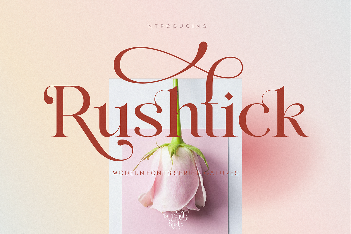 Rushtick, a Serif Font by Penatic Studio (Photo 1 of 10)