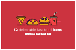 Delicious Fast Food Emoji Icon Set