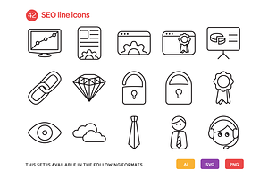 SEO Line Icons Set