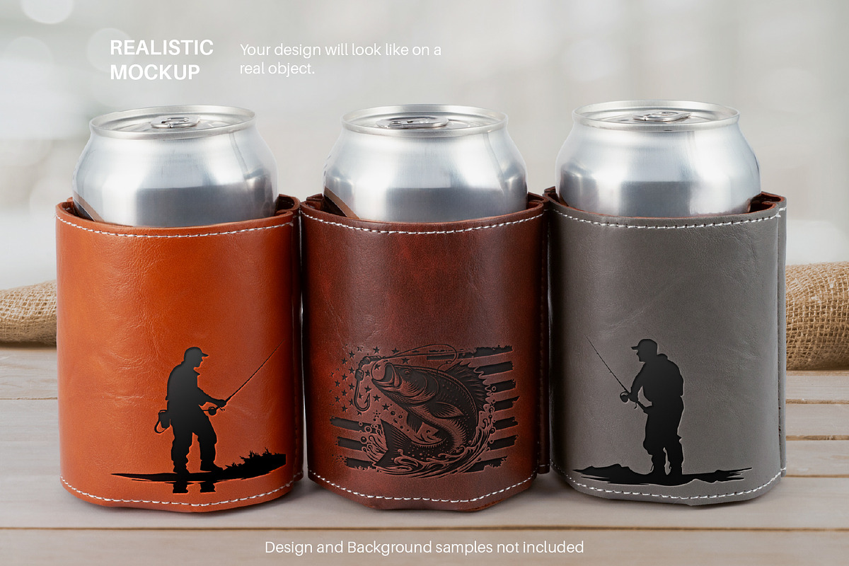 Leather Etched Can Coolder Mockup, a Cups & Container Mockup by MockupsBox (Photo 2 of 6)