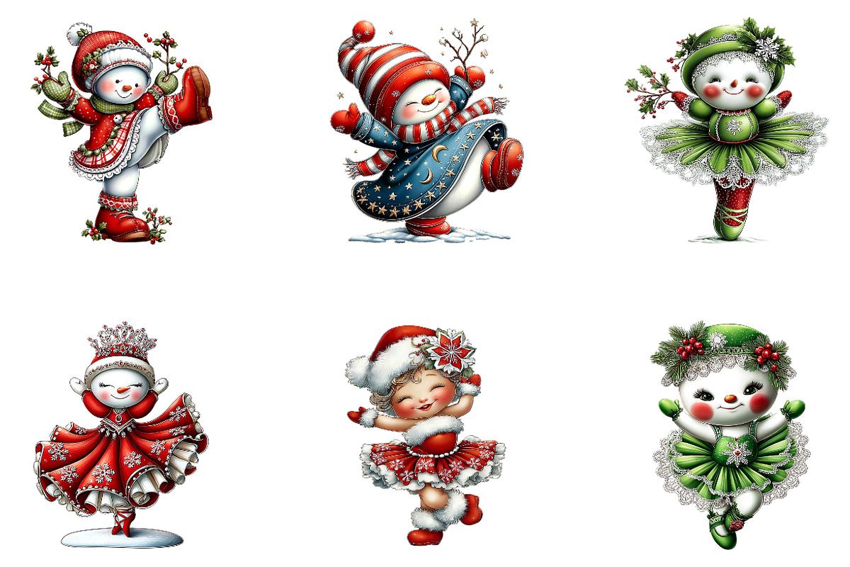 Watercolor Dancing Snowman Clipart, a Seasonal Illustration by CreationArt (Photo 2 of 5)