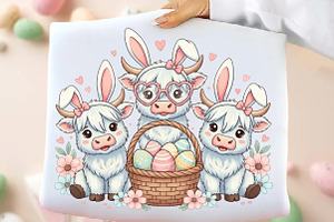 Highland Cow Easter PNG, an Illustration by DreamArtGraphic