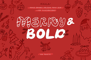 Merry&Bold | Hand drawn font duo, a Font by Favete Art