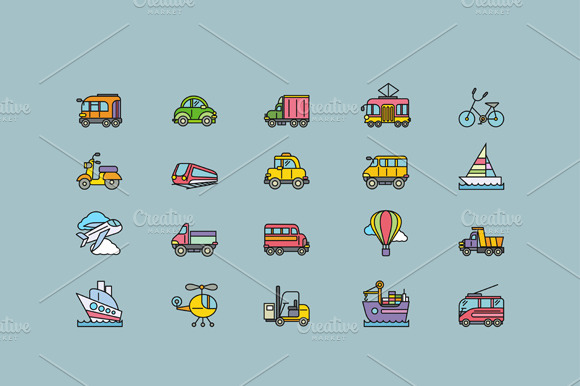 Kinds Of Transport Set Colorful
