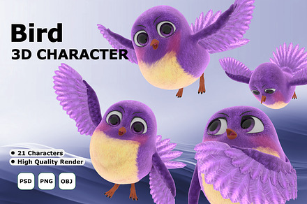 Cute Bird 3D Character Illustration, an Animal 3D Model by Nifty Studio