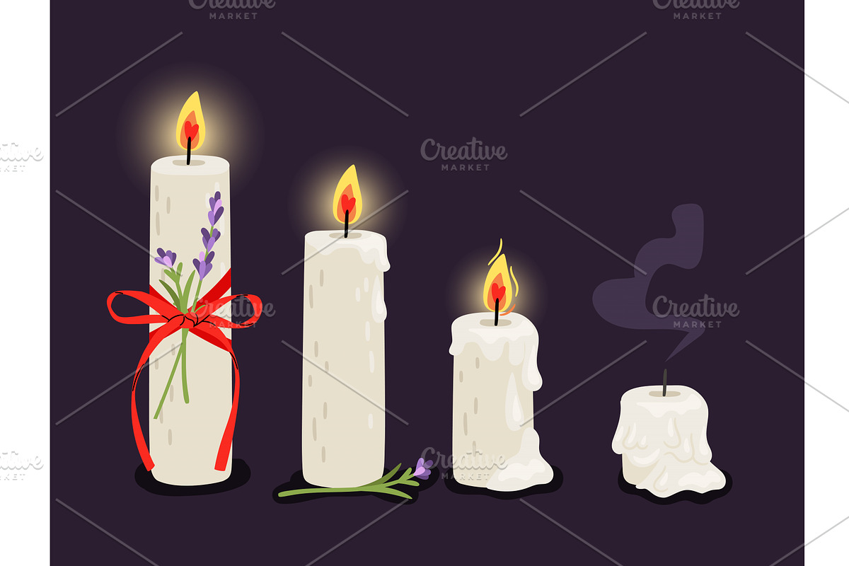 Stages of burning candle with bow, an Illustration by Stock-Smart-Start