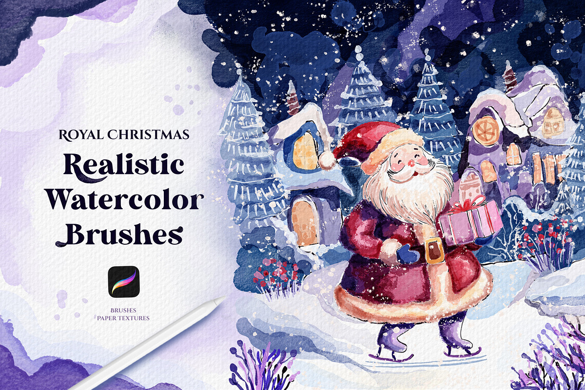 Watercolor Royal Christmas Brushes, a Brush Add-On by ArtstudioByKhushbu (Photo 1 of 7)