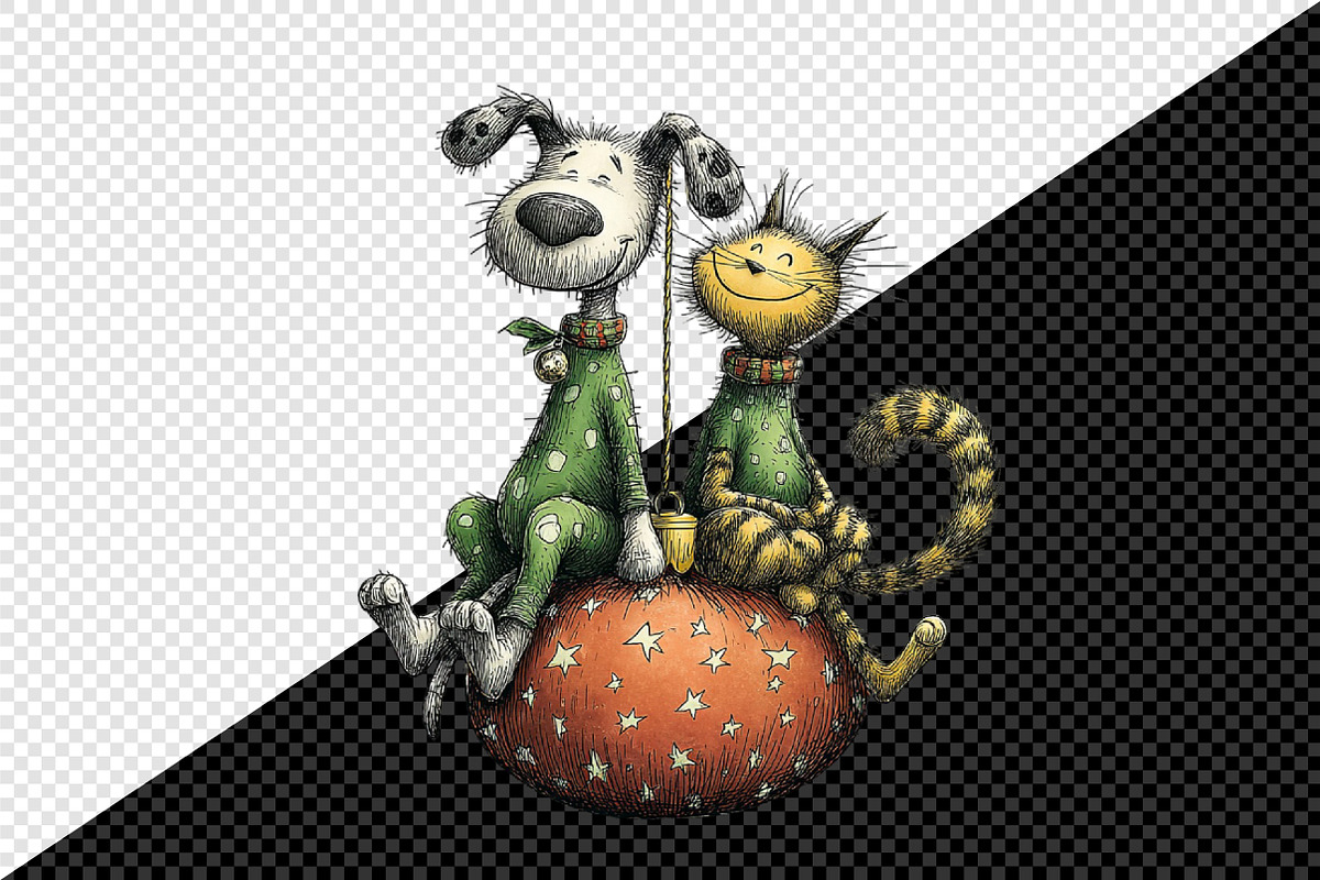Whimsical Christmas Dog & Cat Bundle, an Illustration by Creative Art (Photo 8 of 11)