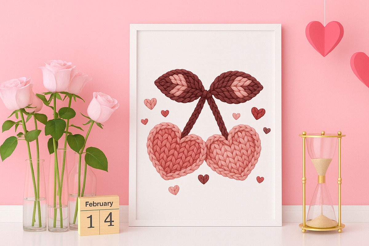 Faux Crochet Valentines Day Cherry, an Illustration by Canvas Craft (Photo 4 of 7)