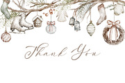 Boho‑Nordic Christmas Watercolor Set, a Seasonal Illustration by LenArt (Thumbnail 17 of 17)