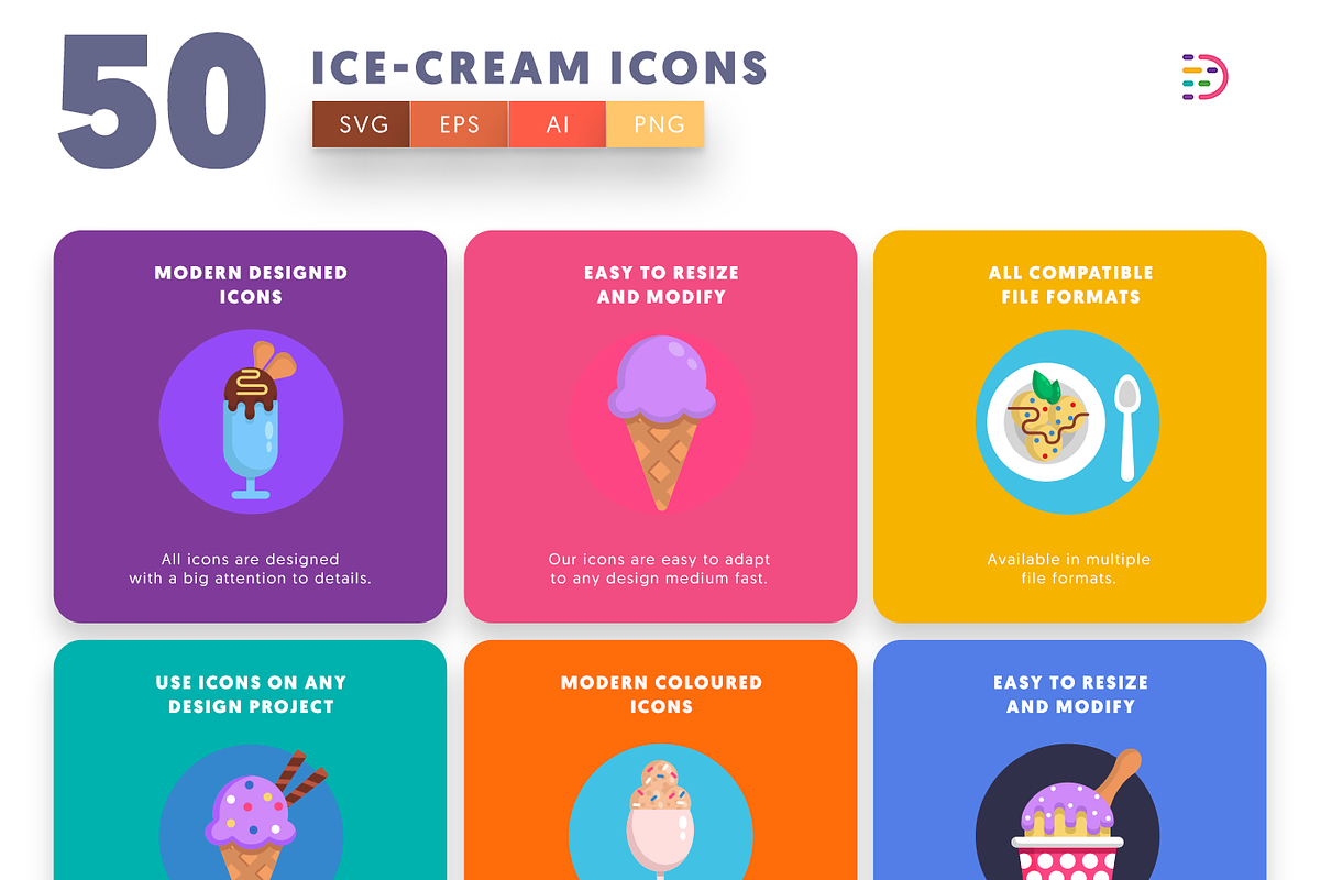 50 Ice-Cream Icons, an Icon by Dighital (Photo 6 of 10)