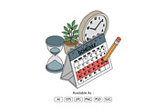 Calendar Schedule & Time Management, an Object Illustration by Partikusi Design (Thumbnail 2 of 3)