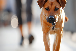 Brown mixed breed dog walking on, an Animal Photo by MistyDay
