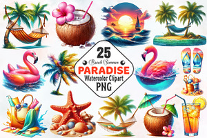 Beach Summer Paradise Clipart, an Illustration by RobertsArt