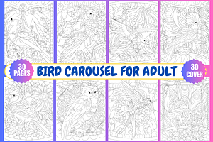 Bird Carousel Coloring Pages, an Animal Illustration by Coco Bloom