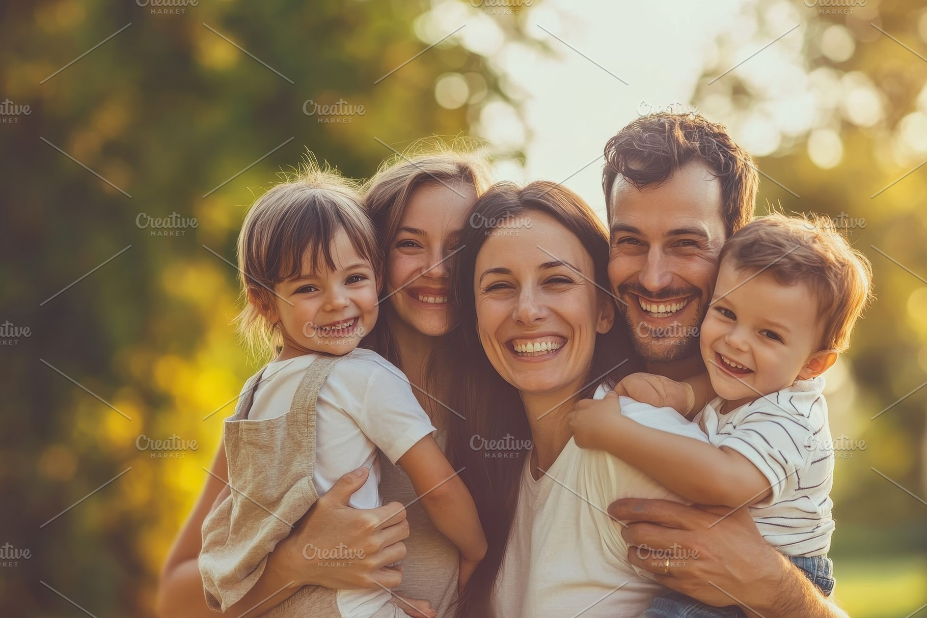 Happy parents with their children, a Photo by Pavel_design