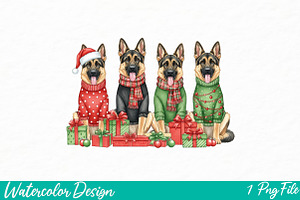 German Shepherd png Design, an Illustration by Watercolor design