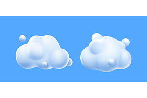 3d render white clouds, fluffy, an Environmental 3D Model by art PVP - market